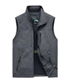 Chaleco multibolsillos gris oscuro para hombre de secado rápido con cuello elevado - M / Gris