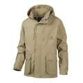 Chaqueta de hombre outdoor caqui con capucha multibolsillos y tejido técnico cortavientos - M / Caqui