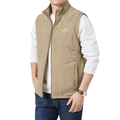 Wende-Fleeceweste für Herren in Khaki mit Stehkragen und Outdoor-Logo-Aufdruck - M / Khaki