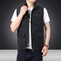 Gilet multitasche da uomo nero con zip, perfetto per attività all'aperto e outdoor - M / Nero