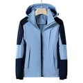 Waterproof light blue hooded windbreaker jacket for outdoor sports and hiking - M / Blue