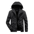 Chaqueta cortavientos negra para hombre con capucha, forro polar y tela repelente - M / Negro