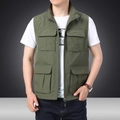 Gilet outdoor da uomo verde militare con design cargo multitasche e cerniera lampo - M / Verde Militare