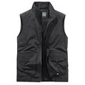 Gilet cargo da uomo per outdoor con tasche multiple e collo alto in finitura nera - M / Nero