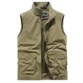 Gilet cargo da uomo kaki con multitasche e fodera in rete traspirante ideale - M / Cachi