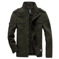 Veste militaire pour homme vert armée avec col montant et plusieurs poches cargo - M / Vert Militaire