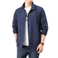 Men's dark blue sun protection jacket with breathable ice silk fabric and zip pockets - M / Dark Blue (Solid)