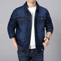 Dunkelblaue Herren Denim-Jacke mit Fleecefutter, lockere Passform und Brusttaschen - M / Hellblau