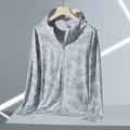Herren Sonnenschutzjacke UPF 50+ aus Ice Silk mit modernen grauen geometrischen Mustern - M / Camo Grau