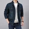 Dunkelblaue Herren Denim-Jacke mit Fleece-Futter und klassischen Brusttaschen mit Knopfleiste - M / Dunkelblau