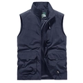 Men's outdoor utility vest in navy blue with multiple pockets and mesh lining - M / Dark Blue