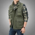 Gilet multitasche da uomo verde militare in tessuto impermeabile ad asciugatura rapida - M / Verde Militare