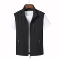 Men's black outdoor utility vest with stand collar and zipper pockets for fishing - M / Black
