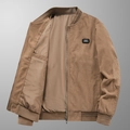 Men's vintage brown corduroy bomber jacket with baseball collar and ribbed cuffs - M / Camel