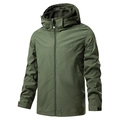 Chaqueta cortavientos de hombre verde oliva con capucha ajustable y puños de velcro - M / Verde Militar