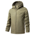 Chaqueta de montaña para hombre verde oliva cortavientos con capucha y tejido ripstop - M / Caqui