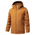 Chaqueta cortavientos impermeable para hombre con capucha y acabado amarillo ámbar - M / Naranja