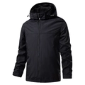 Chaqueta cortavientos negra para hombre con capucha y tejido de poliéster ligero - M / Negro