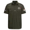 Camicia militare da uomo in cotone verde militare con doppie tasche sul petto e spalline - M / Verde Militare