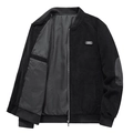 Classic black corduroy bomber jacket for men with FEEL SPECIAL chest patch and elbow pads - M / Black