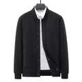 Veste en maille gaufrée noire pour homme avec col montant et boutons métalliques - M / Noir