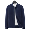 Veste homme bleu marine en maille gaufrée avec col montant et fermeture à boutons pression - M / Bleu foncé