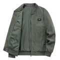 Men's army green corduroy bomber jacket with stand collar and feel special patch - M / Army Green