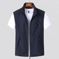 Men's navy blue quick-dry fishing vest with multi-pockets and full-zip design - M / Blue