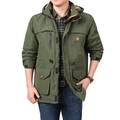 Giacca da uomo verde militare con fodera in pile e design multi-tasca in stile cargo - M / Verde Militare