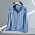 Hellblaue UPF50+ Eisseide Sonnenschutzjacke mit atmungsaktivem Mesh und Kapuze - M / Himmelblau