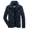 Men's navy workwear jacket with thick fleece collar and warm lining for winter wear - 3XL / Royal Blue