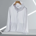 Veste blanche de protection solaire UPF50+ en soie glacée avec passe-pouces et maille - M / Jade Blanc