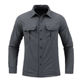 Men's dark gray long sleeve quick-dry outdoor shirt with functional chest pockets - Gray