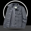 Chaqueta casual de pana gris para hombre con cuello de solapa y cierre de botonadura - M / Gris