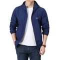Men's navy blue hooded sun protection jacket with breathable ice silk fabric and arm pocket - M / Dark Blue