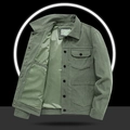 Chaqueta de pana verde oliva para hombre con solapa clásica y varios bolsillos - M / Verde Militar