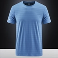 Herren T-Shirt aus blauem Eisseiden-Funktionsstoff, atmungsaktiv mit Rundhalsausschnitt - M / Seeblau