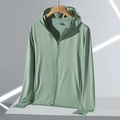 Veste de protection solaire UPF50+ en soie glacée vert clair pour hommes avec maille - M / Vert Haricot