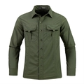 Men's outdoor olive green quick-dry long sleeve tactical shirt with dual flap pockets - Army Green