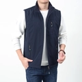 Herren Outdoor Wende-Fleeceweste mit Stehkragen und Reißverschlusstaschen in Dunkelblau - XL / Dunkelblau