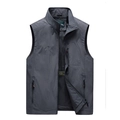 Men's dark grey outdoor vest with multiple zipper pockets and mesh lining design - M / Gray