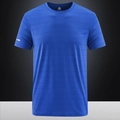 Men's navy blue quick-dry sports t-shirt with breathable texture and reflective trim - M / Blue