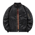 Men's classic black MA1 bomber jacket with orange lining and ribbed trim features - Black