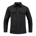 Men's outdoor quick-dry long sleeve shirt in black with utility chest pockets - Black
