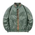 Classic army green MA1 flight jacket with bright orange lining and utility sleeve pocket - Light Green