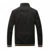 Men's black washed fleece-lined jacket with striped ribbed cuffs and collar - M / Black