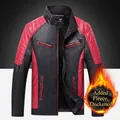 Giacca da motociclista retrò da uomo in nero e rosso con fodera in pile e collo alto - 3XL / Rosso Pile