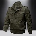 Giacca bomber da uomo in cotone stile militare con colletto alla coreana e multitasche - 3XL / Verde Militare