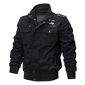 Men's black tactical military flight bomber jacket with U.S. ARMY patches and cargo pockets - 6XL / Standard / Black