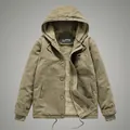 Parka invernale kaki da uomo con calda fodera in sherpa e cappuccio stile retrò - M / Cachi